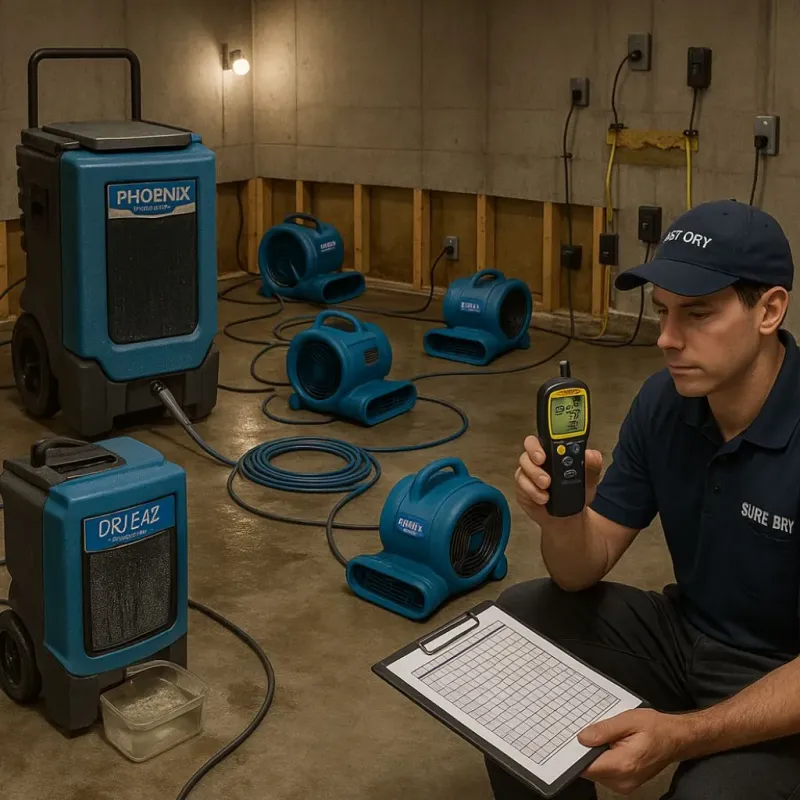Structural Drying and Dehumidification process in Oakdale, MN